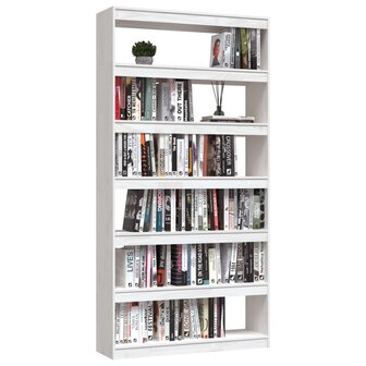 Boekenkast/kamerscherm 100x30x200 cm massief grenenhout wit 8720286609293 4