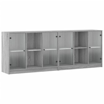 Boekenkast met deuren 204x37x75 cm hout grijs sonoma eikenkleur 8721012216266 2