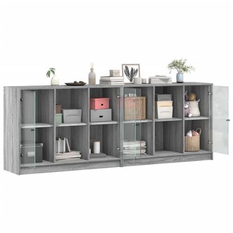 Boekenkast met deuren 204x37x75 cm hout grijs sonoma eikenkleur 8721012216266 4