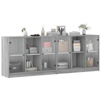 Boekenkast met deuren 204x37x75 cm hout grijs sonoma eikenkleur 8721012216266 5