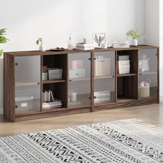 Boekenkast met deuren 204x37x75 cm hout bruineikenkleurig 8721012216273 1