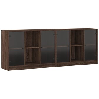 Boekenkast met deuren 204x37x75 cm hout bruineikenkleurig 8721012216273 2