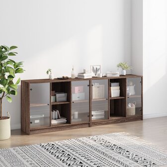 Boekenkast met deuren 204x37x75 cm hout bruineikenkleurig 8721012216273 3