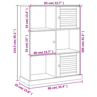 Boekenkast VIGO 90x35x114,5 cm massief grenenhout grijs 8720845845971 9