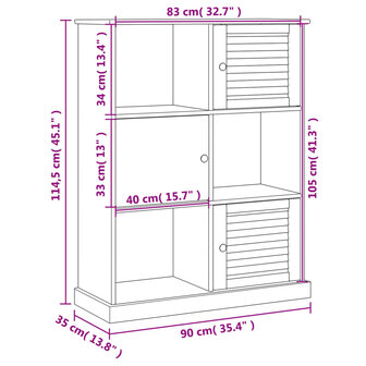 Boekenkast VIGO 90x35x114,5 cm massief grenenhout wit 8720845845964 9