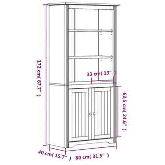 Boekenkast BODO 80x40x172 cm massief grenenhout grijs 8720845913977 8