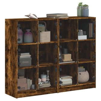 Boekenkast met deuren 136x37x109 cm hout gerookt eikenkleurig 8721012216044 5