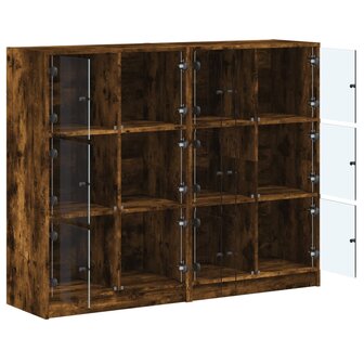 Boekenkast met deuren 136x37x109 cm hout gerookt eikenkleurig 8721012216044 6