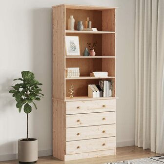 Boekenkast met lades ALTA 77x35x186,5 cm massief grenenhout 8720845886851 1