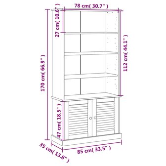 Boekenkast VIGO 85x35x170 cm massief grenenhout wit 8720845846114 9