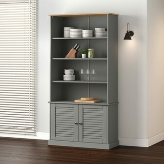 Boekenkast VIGO 85x35x170 cm massief grenenhout grijs 8720845846121 1