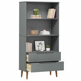 Boekenkast MOLDE 85x35x170,5 cm massief grenenhout grijs 8720845542290 3