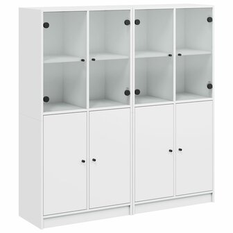 Boekenkast met deuren 136x37x142 cm bewerkt hout wit 8721012216143 2