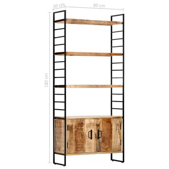 Boekenkast met 4 schappen 80x30x180 cm ruw mangohout 8719883711874 9