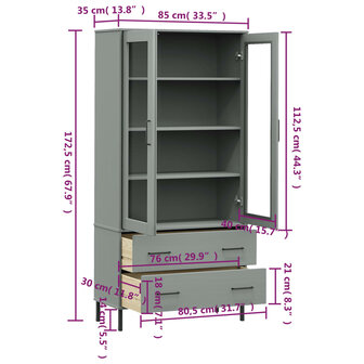 Boekenkast met metalen poten OSLO 85x35x172,5 cm hout grijs 8720845578008 8