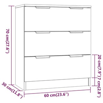 Dressoir 60x30x70 cm bewerkt hout betongrijs 8720286964774 8