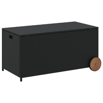 Tuinbox met wielen 190 L poly rattan zwart 8721012243668 6