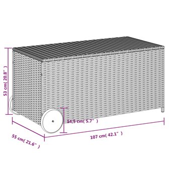 Tuinbox met wielen 190 L poly rattan bruin 8721012243675 11