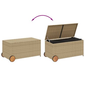 Tuinbox met wielen 190 L poly rattan gemengd beige 8721012243699 7