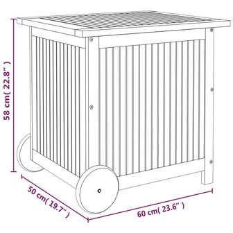 Tuinbox met wieltjes 60x50x58 cm massief acaciahout 8720845693190 8