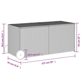 Tuinbox met wielen 283 L poly rattan zwart 8721012243583 11