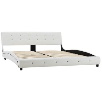 Bed met traagschuim matras kunstleer wit 160x200 cm 8719883708065 4