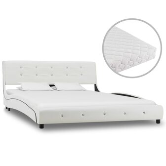 Bed met matras kunstleer wit 140x200 cm 8719883708201 1