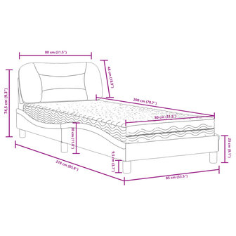 Bed met matras stof lichtgrijs 80x200 cm 8721012349759 11