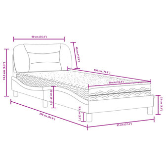 Bed met matras stof lichtgrijs 90x190 cm 8721012349827 11