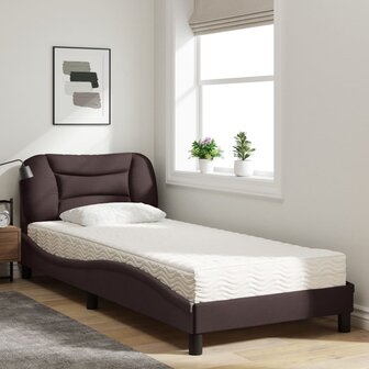 Bed met matras stof donkerbruin 90x190 cm 8721012349858 3