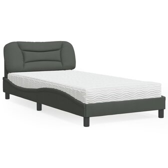 Bed met matras stof donkergrijs 100x200 cm 8721012349971 1