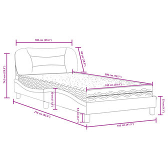 Bed met matras stof donkerbruin 100x200 cm 8721012349995 11