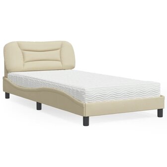 Bed met matras stof cr&egrave;mekleurig 100x200 cm 8721012350014 1