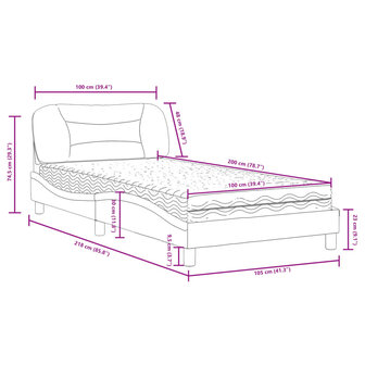 Bed met matras stof cr&egrave;mekleurig 100x200 cm 8721012350014 11