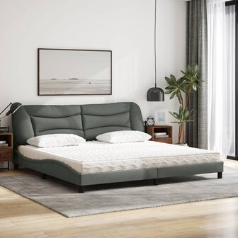 Bed met matras stof donkergrijs 200x200 cm 8721012350397 3