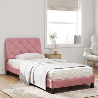 Bed met matras fluweel roze 80x200 cm 8721012351103 3