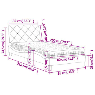 Bed met matras fluweel roze 80x200 cm 8721012351103 11