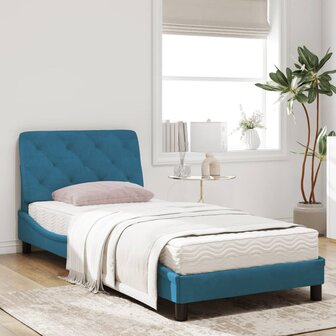 Bed met matras fluweel blauw 90x200 cm 8721012351219 3