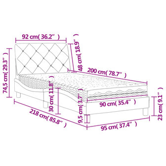 Bed met matras fluweel blauw 90x200 cm 8721012351219 11