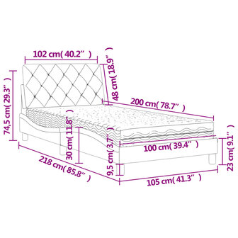 Bed met matras fluweel donkergroen 100x200 cm 8721012351264 11