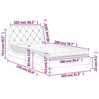 Bed met matras fluweel blauw 100x200 cm 8721012351271 11