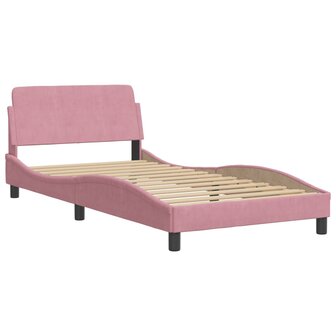 Bed met matras fluweel roze 100x200 cm 8721012351288 4