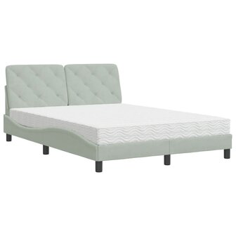 Bed met matras fluweel lichtgrijs 140x190 cm 8721012351356 2