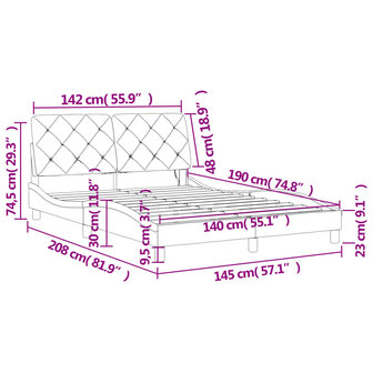 Bed met matras fluweel lichtgrijs 140x190 cm 8721012351356 11