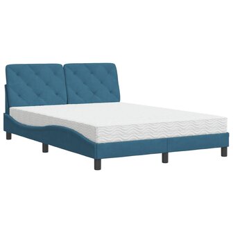 Bed met matras fluweel blauw 140x190 cm 8721012351394 2