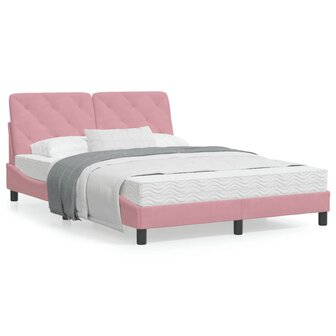 Bed met matras fluweel roze 140x190 cm 8721012351400 1