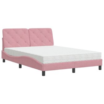 Bed met matras fluweel roze 140x190 cm 8721012351400 2