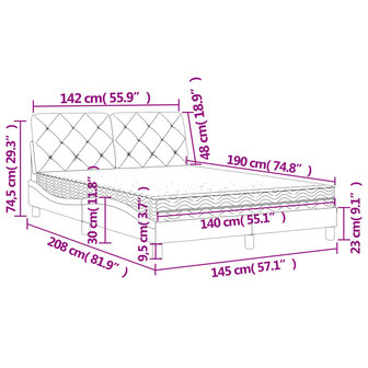 Bed met matras fluweel roze 140x190 cm 8721012351400 11