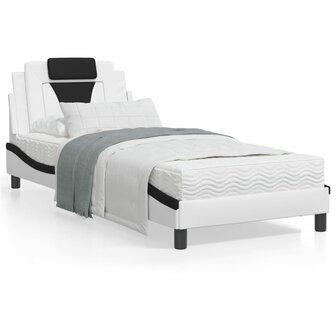 Bed met matras kunstleer zwart en wit 80x200 cm 8721012352438 1