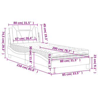 Bed met matras kunstleer zwart en wit 80x200 cm 8721012352438 12